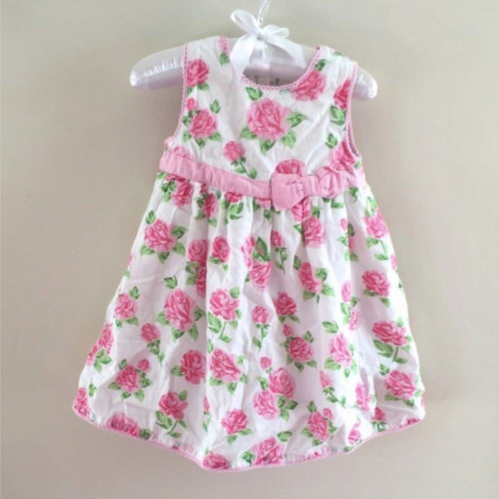 JoJo Maman Bébé Pink & White Floral Party Dress 6-12 Months